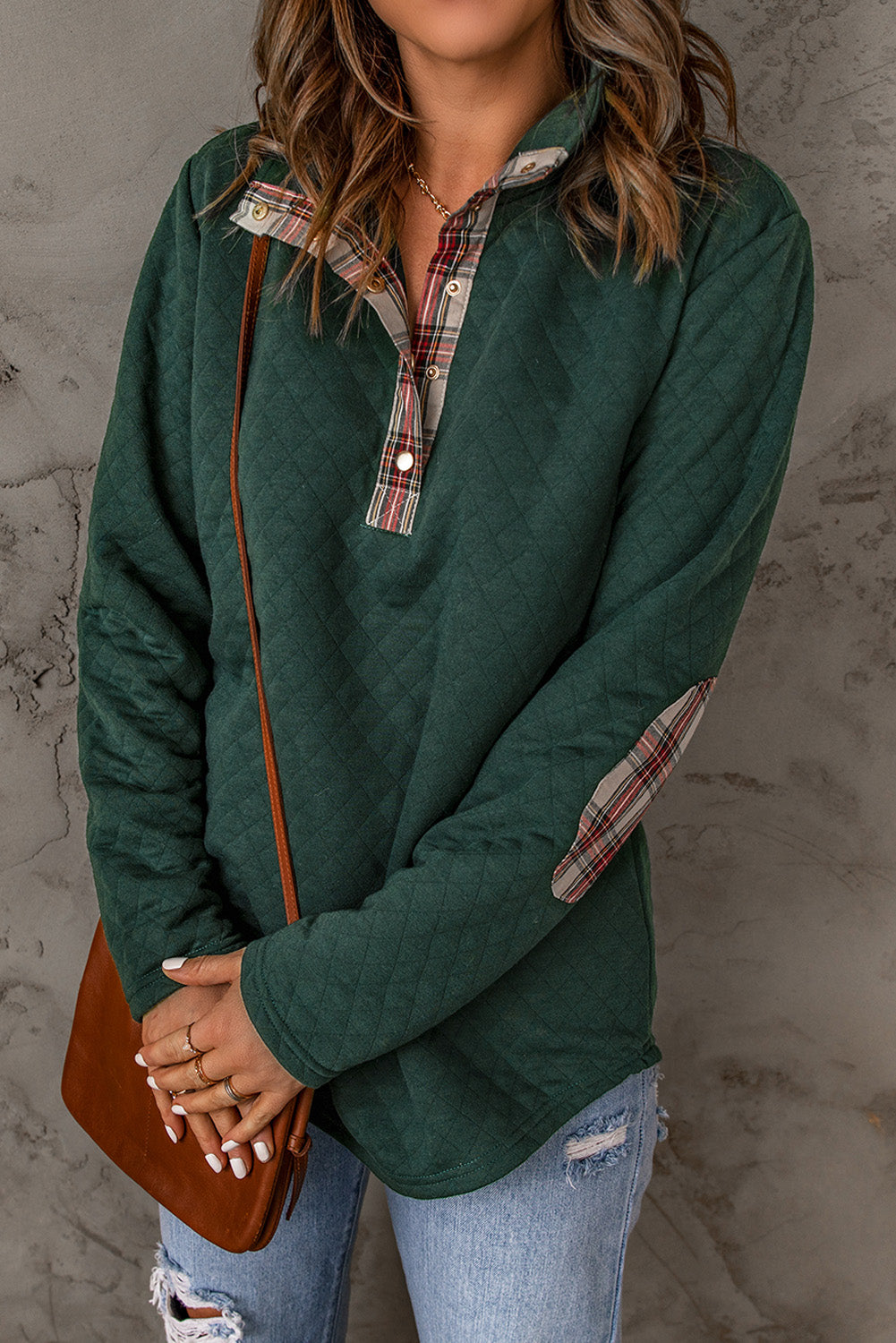Plaid Trim Sweatshirt