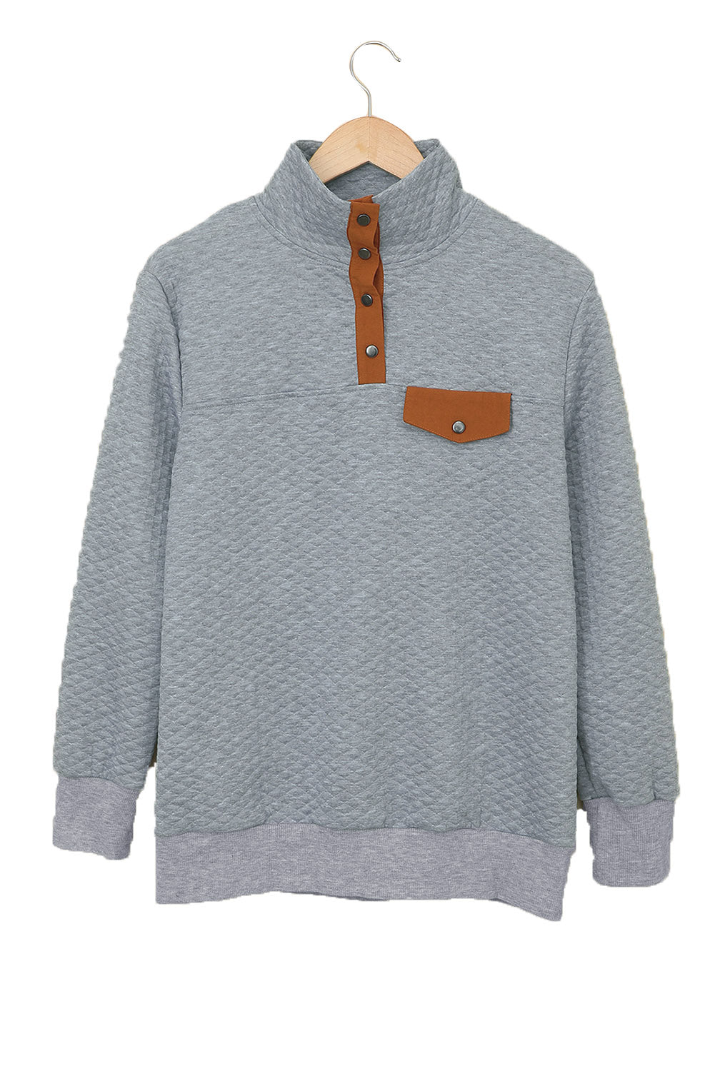 Quilted Snap Button Sweatshirt