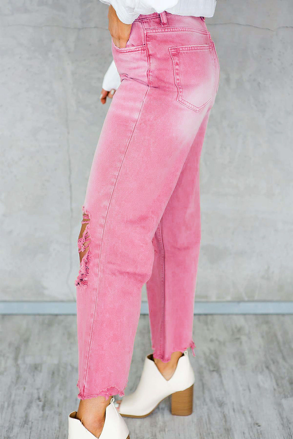 High Waist Flare Jeans with Raw Hem