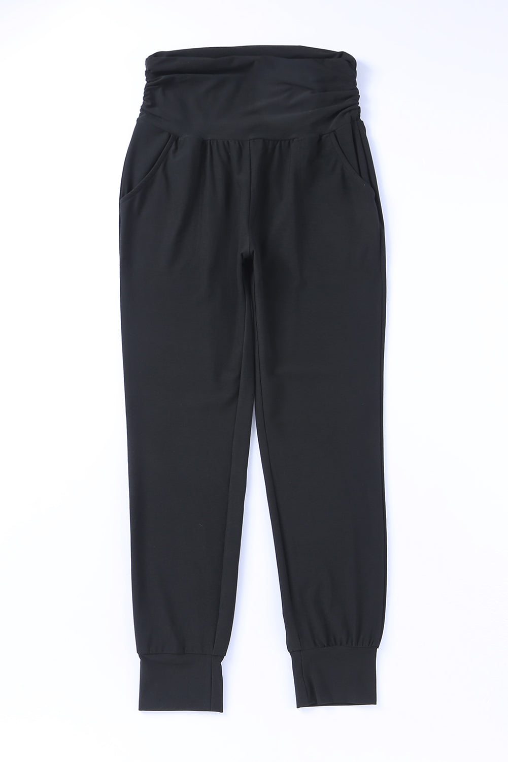 High Waist Pleated Casual Pocket Leggings