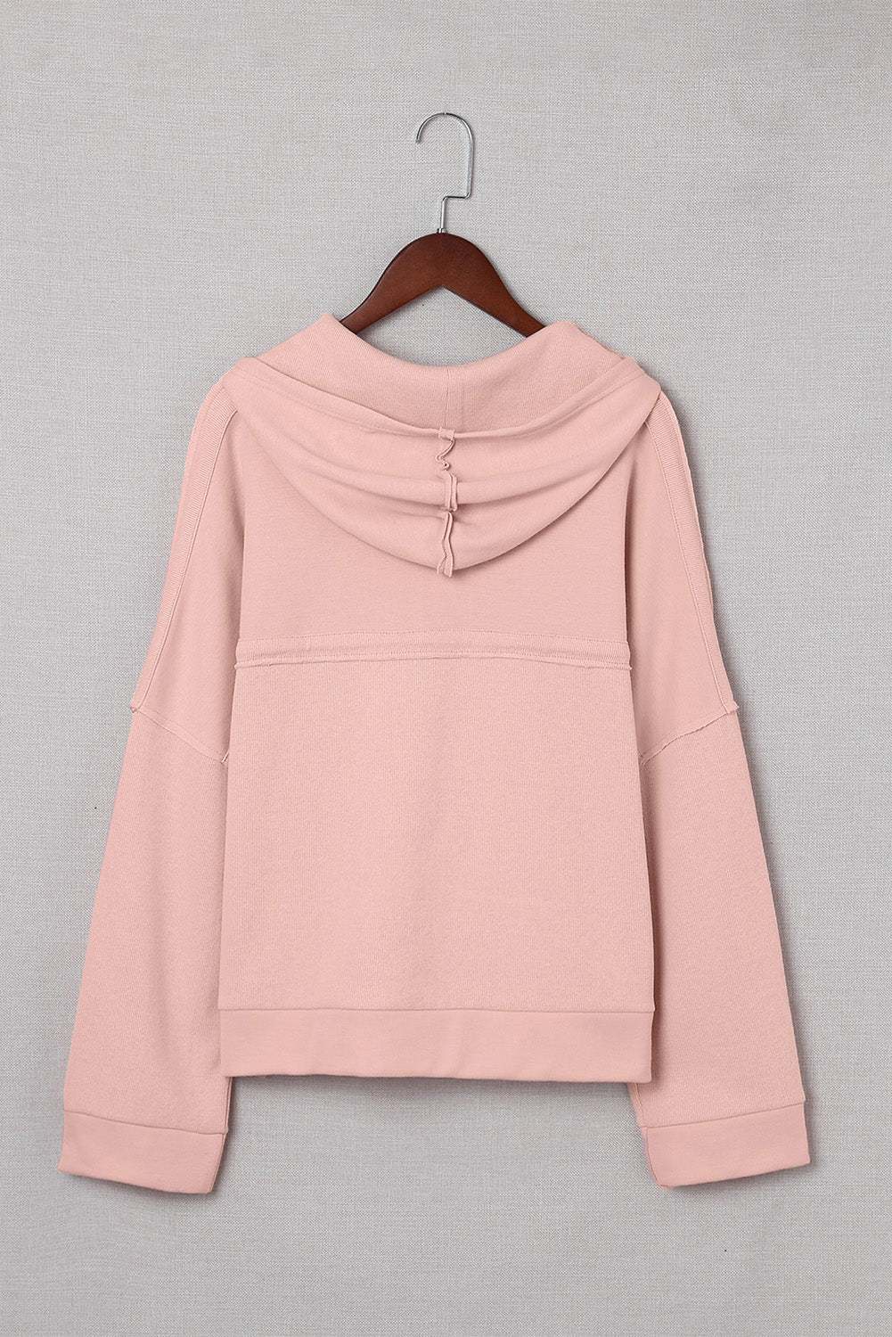 Plain Casual Button Front Pullover Hoodie