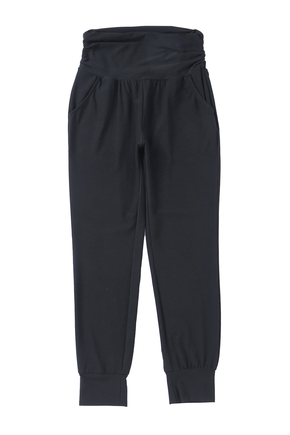 High Waist Pleated Casual Pocket Leggings