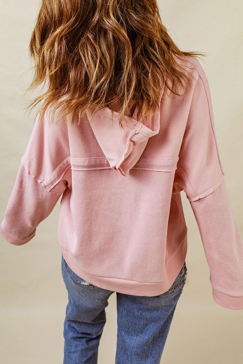 Plain Casual Button Front Pullover Hoodie