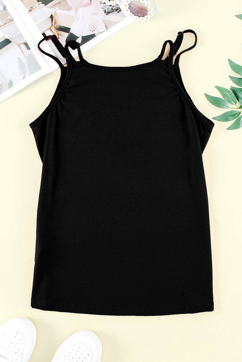 Wine Red Ladder Hollow-out Tank Top
