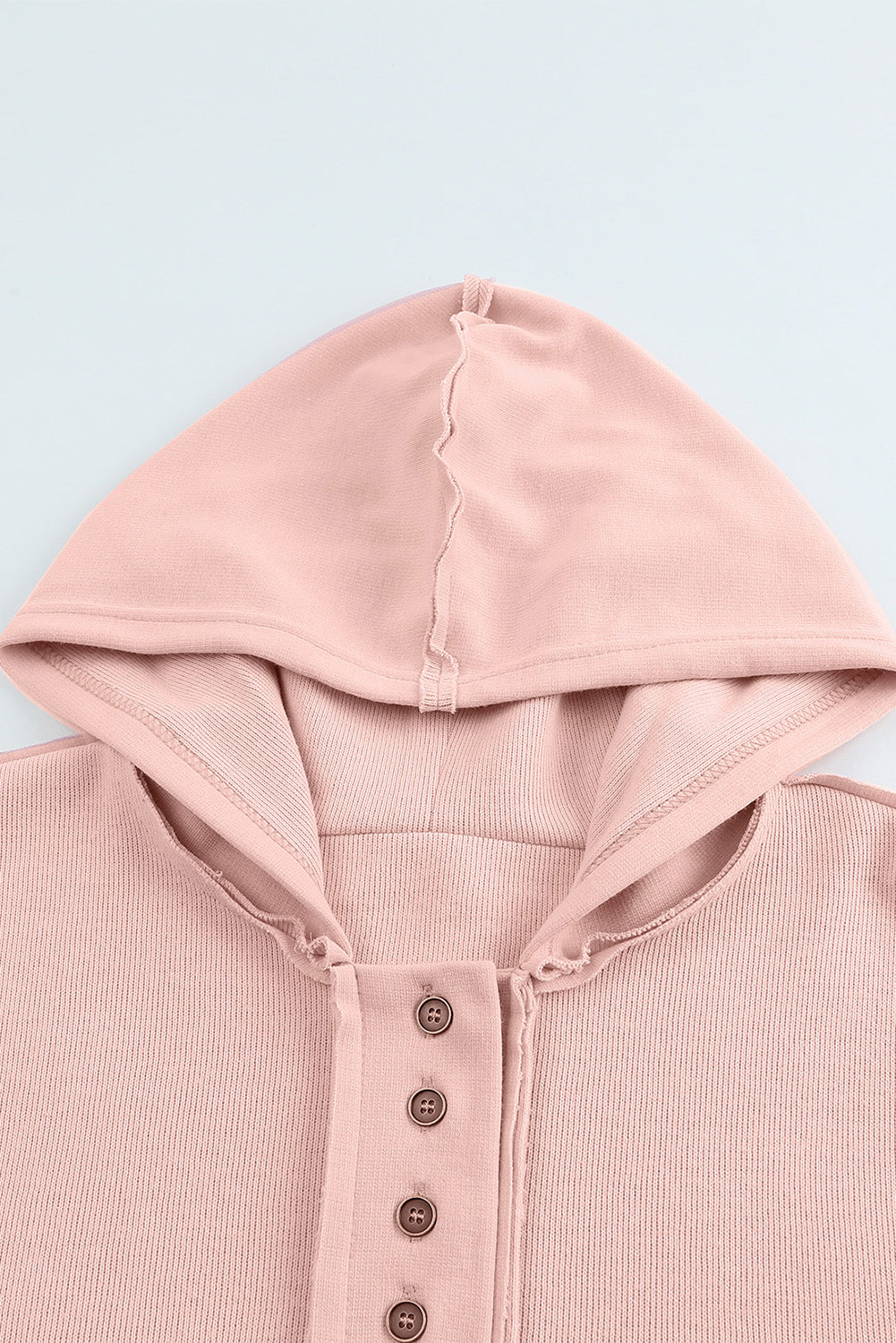 Plain Casual Button Front Pullover Hoodie