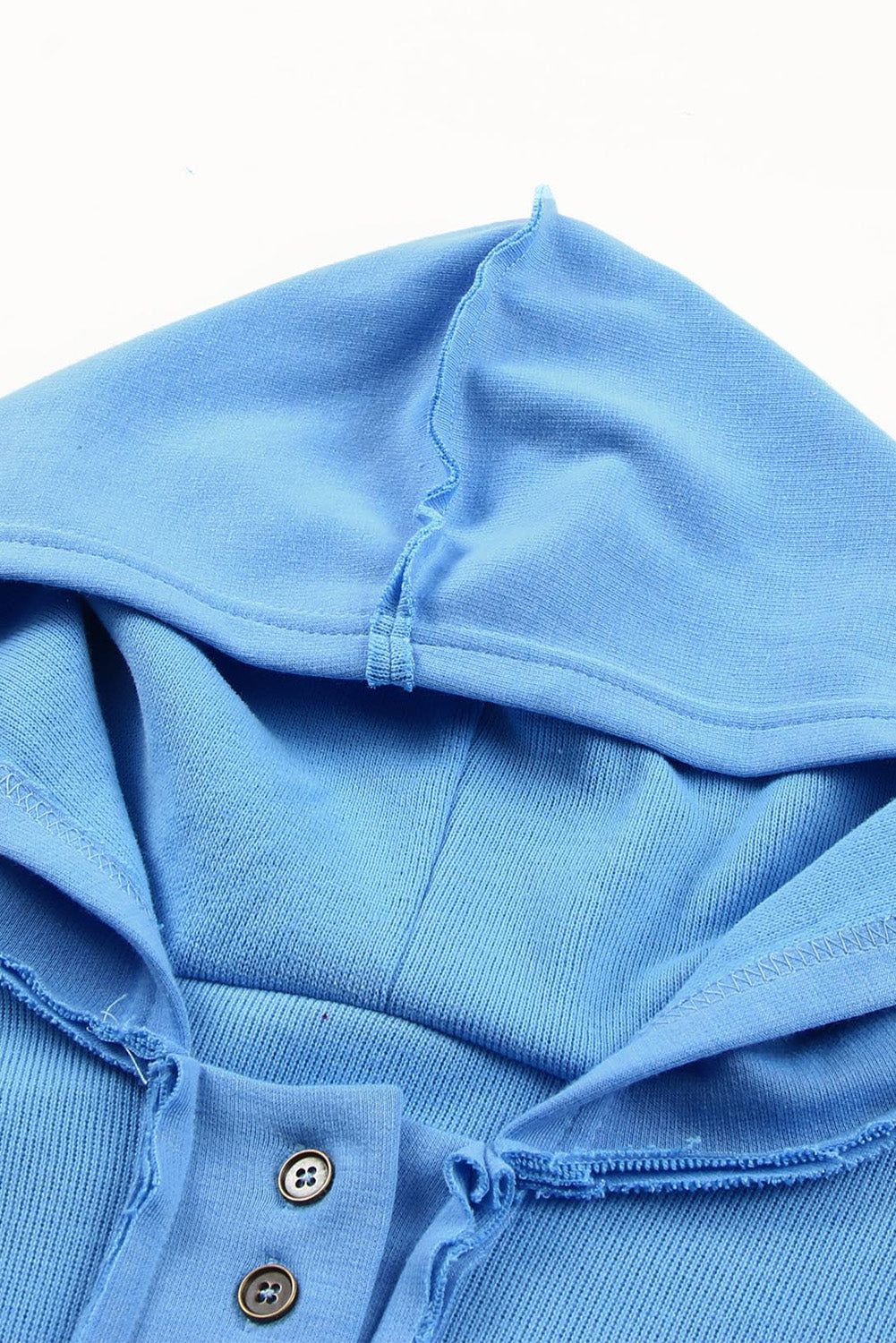 Plain Casual Button Front Pullover Hoodie