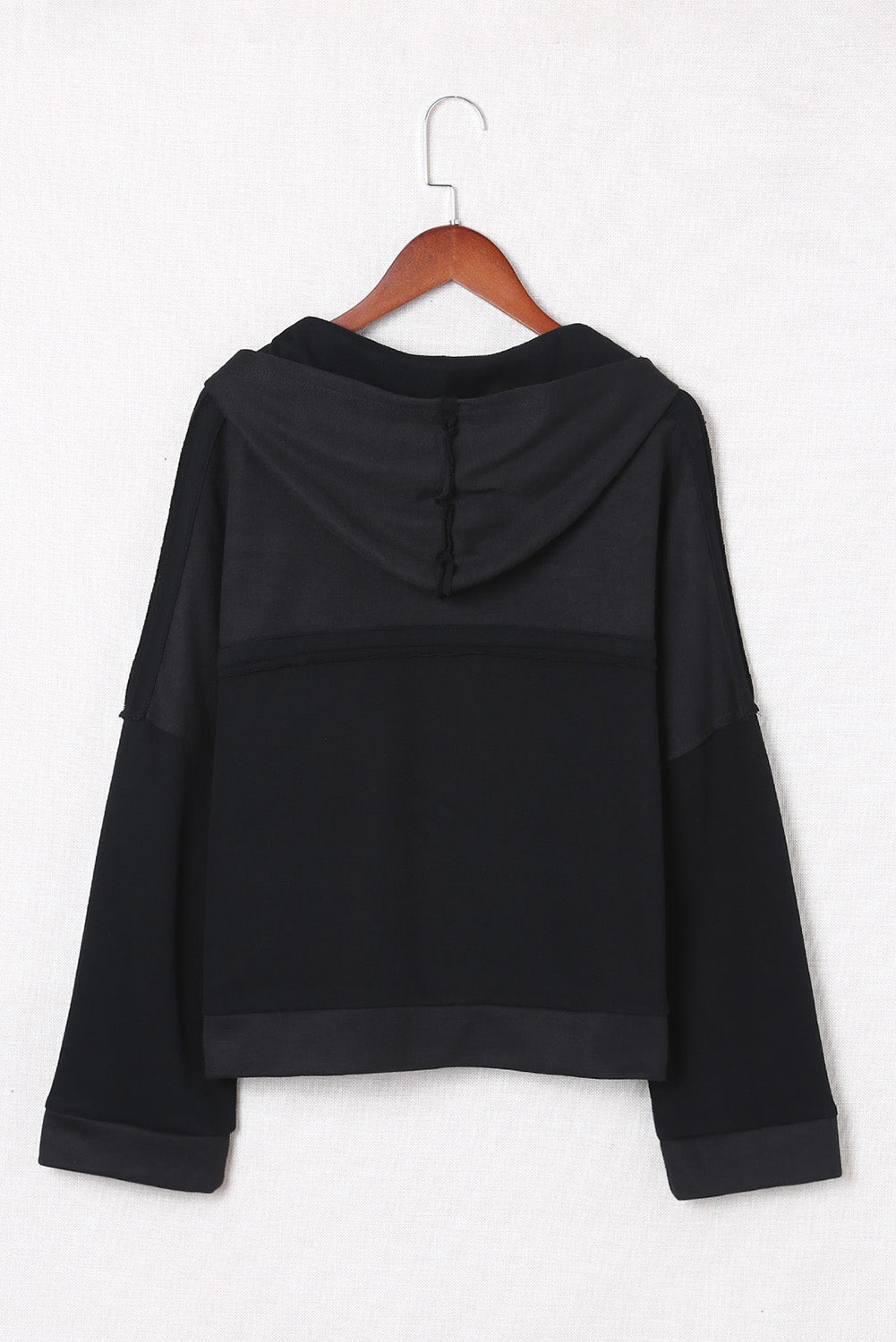 Plain Casual Button Front Pullover Hoodie