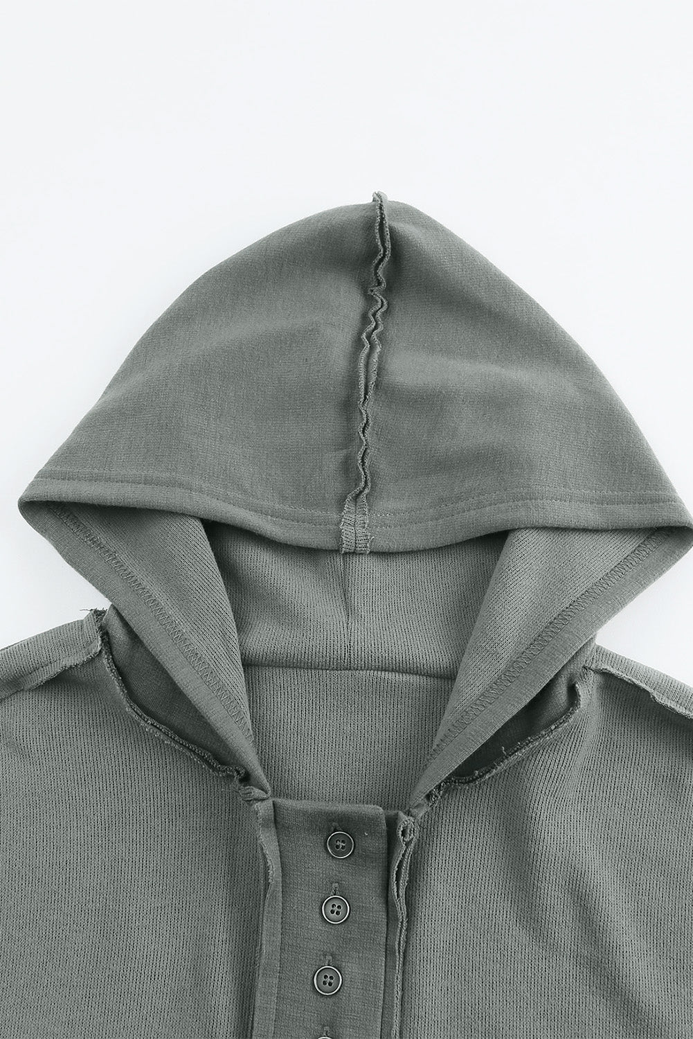 Plain Casual Button Front Pullover Hoodie