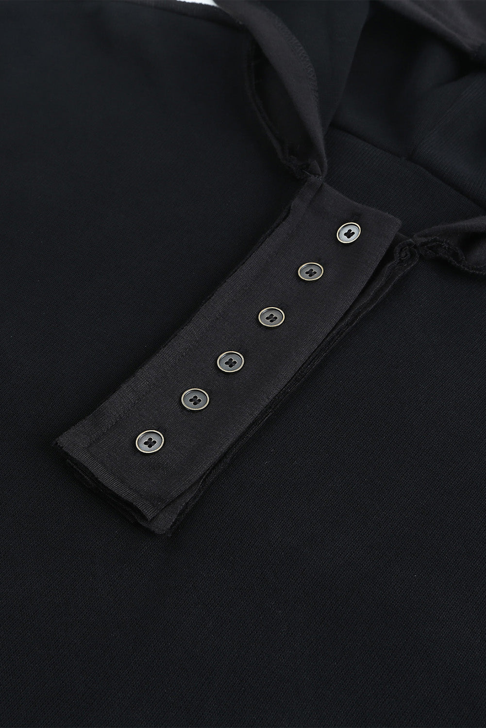 Plain Casual Button Front Pullover Hoodie