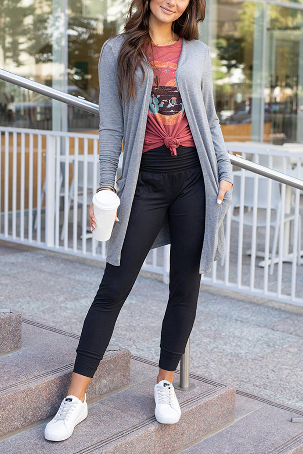 High Waist Pleated Casual Pocket Leggings