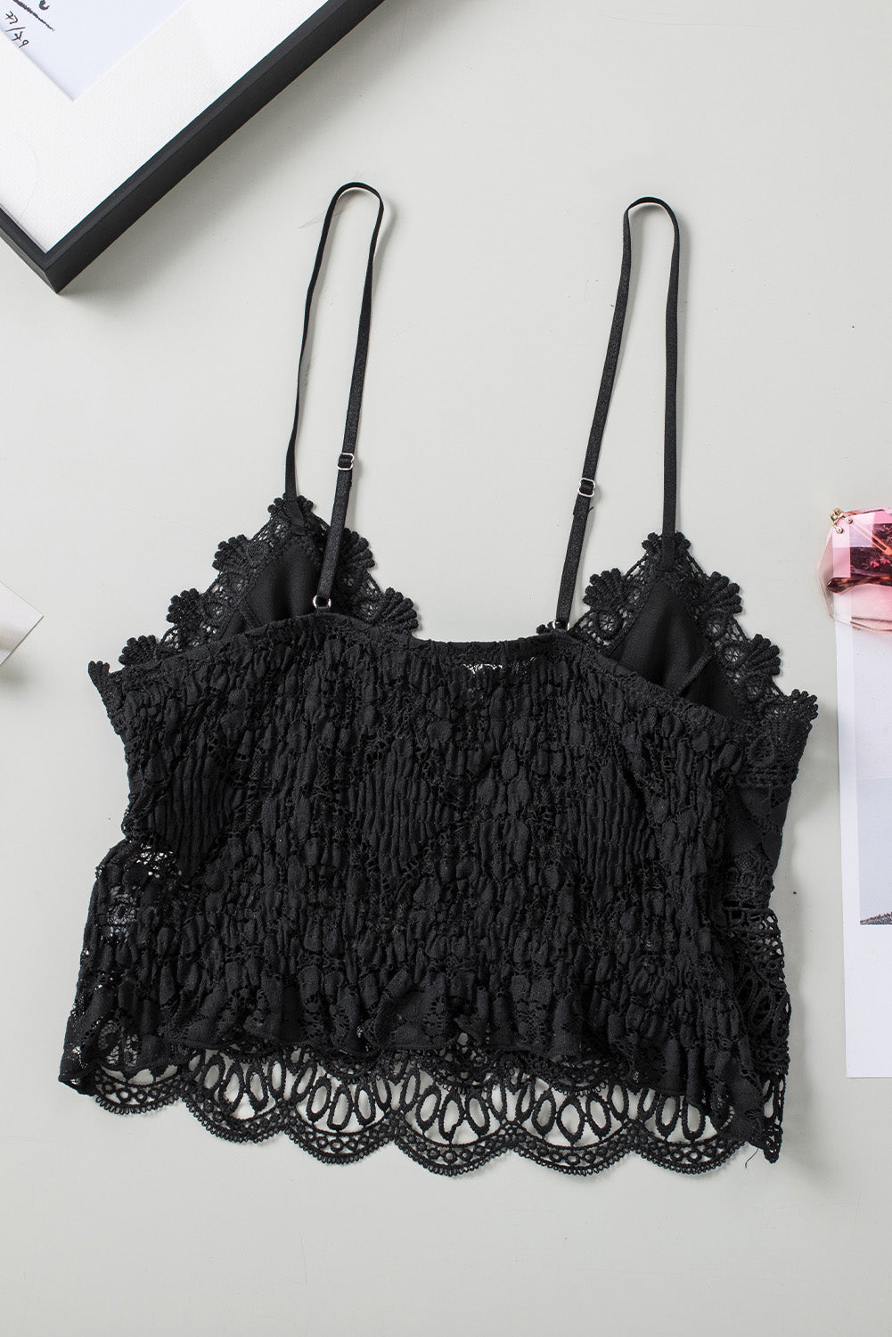 Lace Crochet Smocked Camisole Top