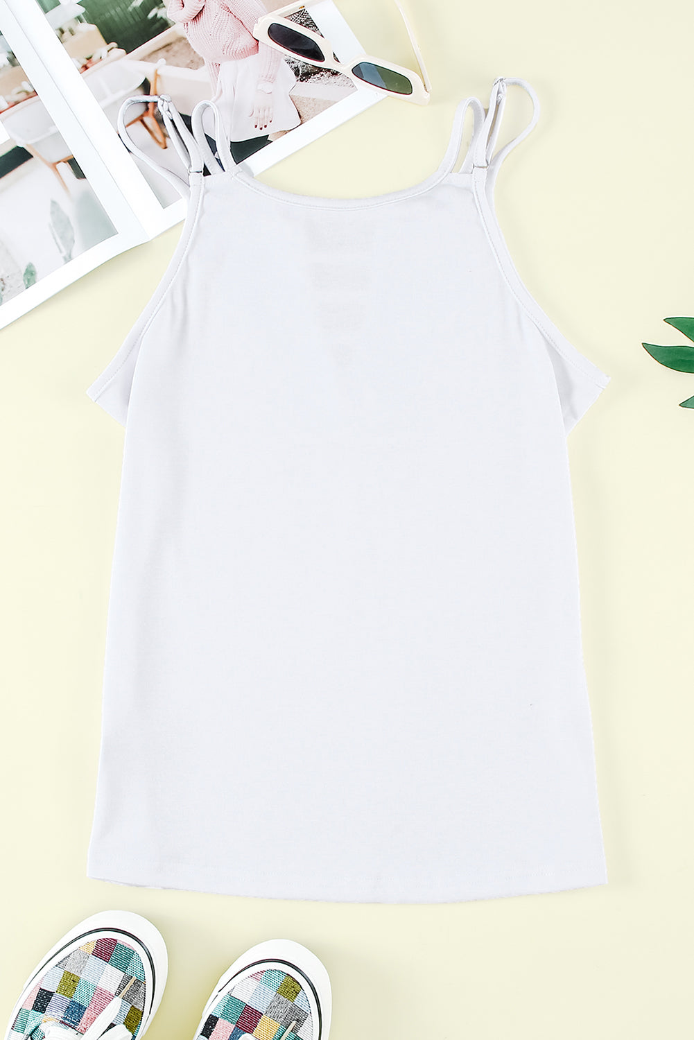 Wine Red Ladder Hollow-out Tank Top