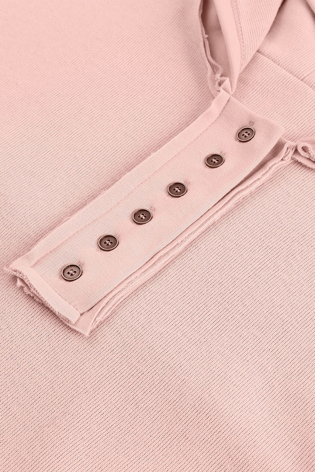 Plain Casual Button Front Pullover Hoodie