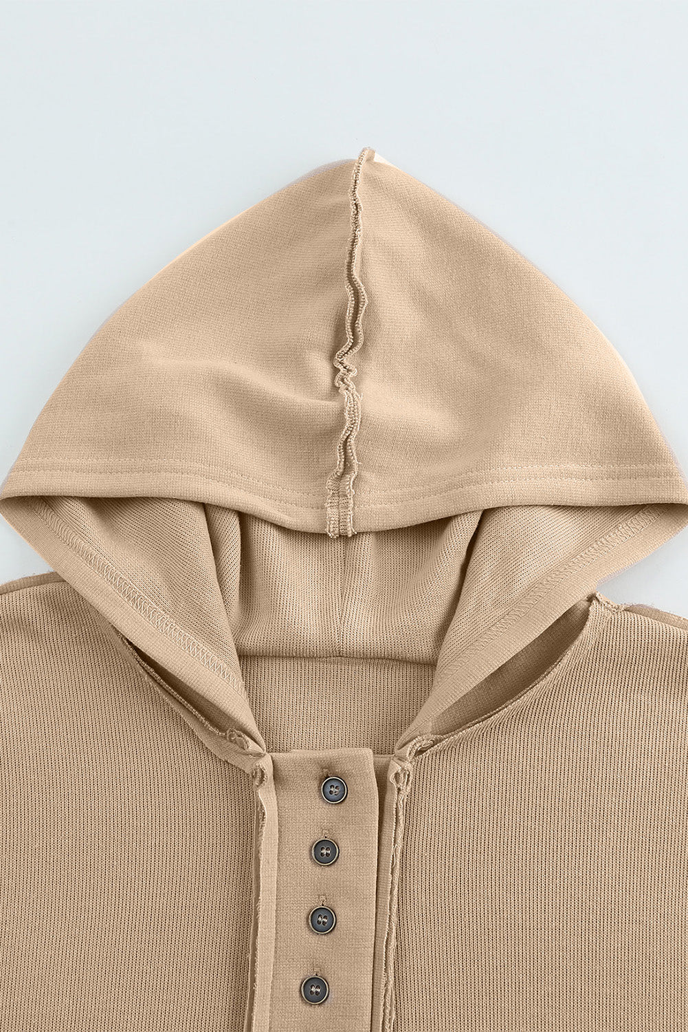 Plain Casual Button Front Pullover Hoodie