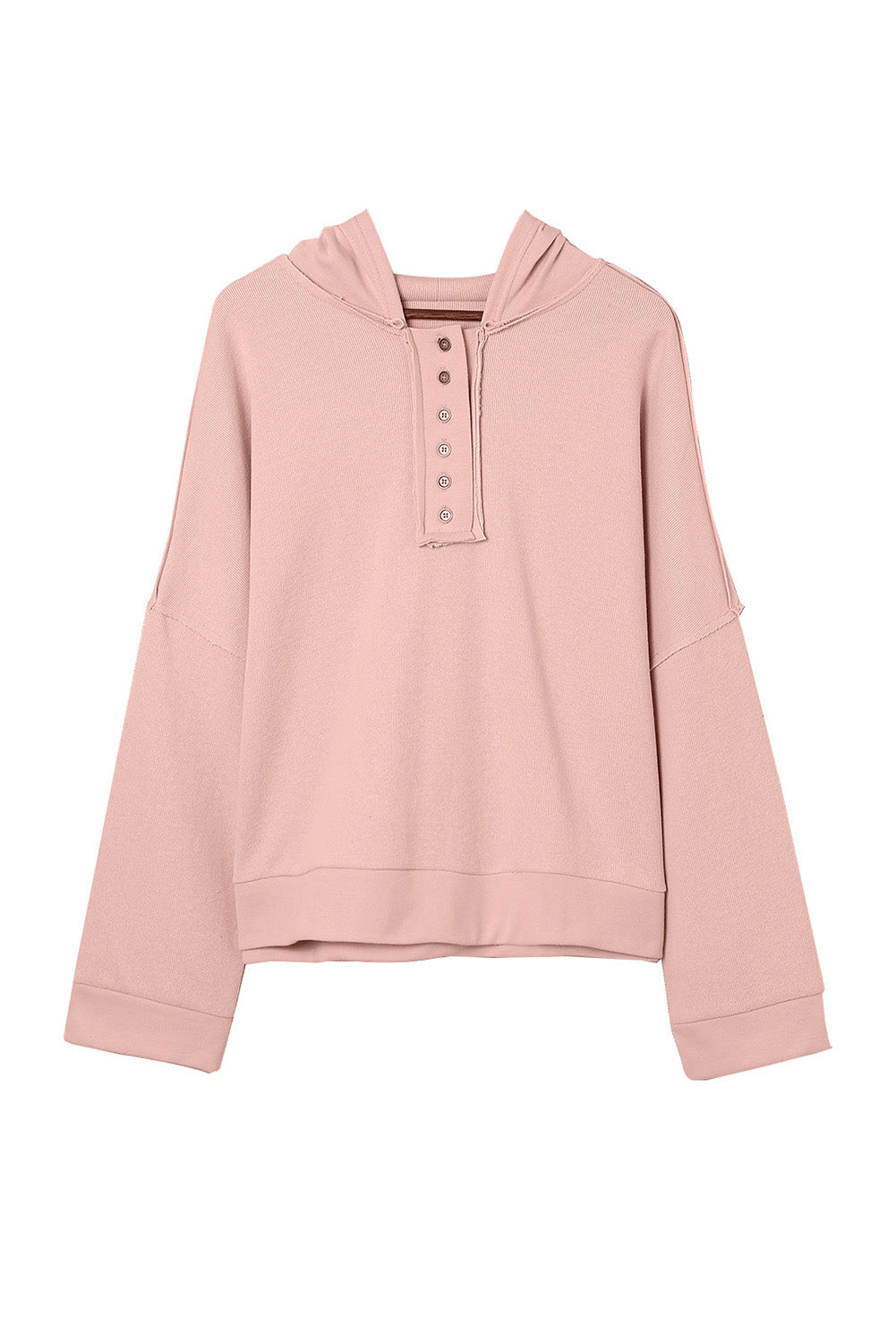 Plain Casual Button Front Pullover Hoodie