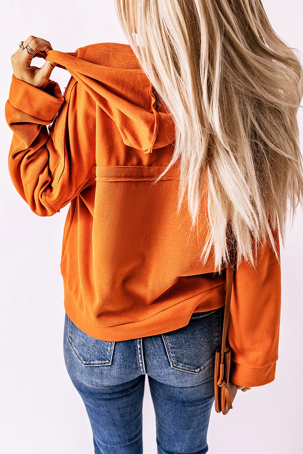Plain Casual Button Front Pullover Hoodie