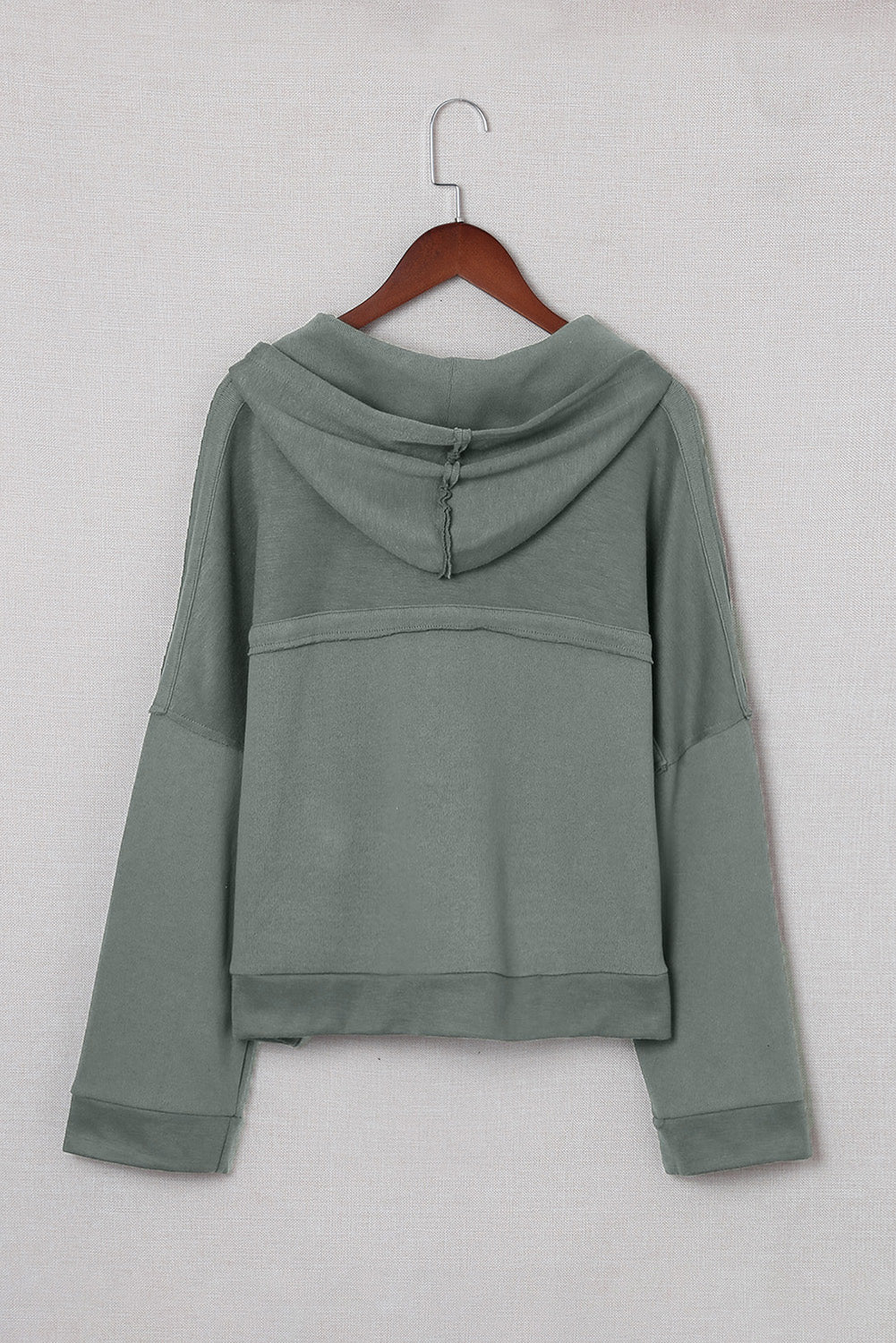 Plain Casual Button Front Pullover Hoodie