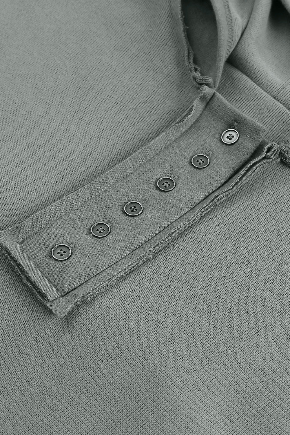 Plain Casual Button Front Pullover Hoodie