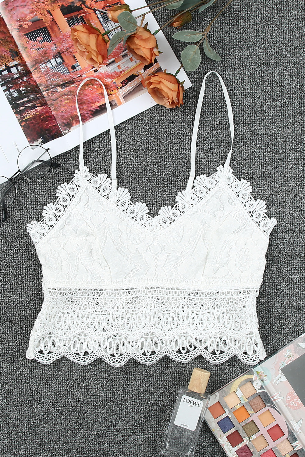 Lace Crochet Smocked Camisole Top