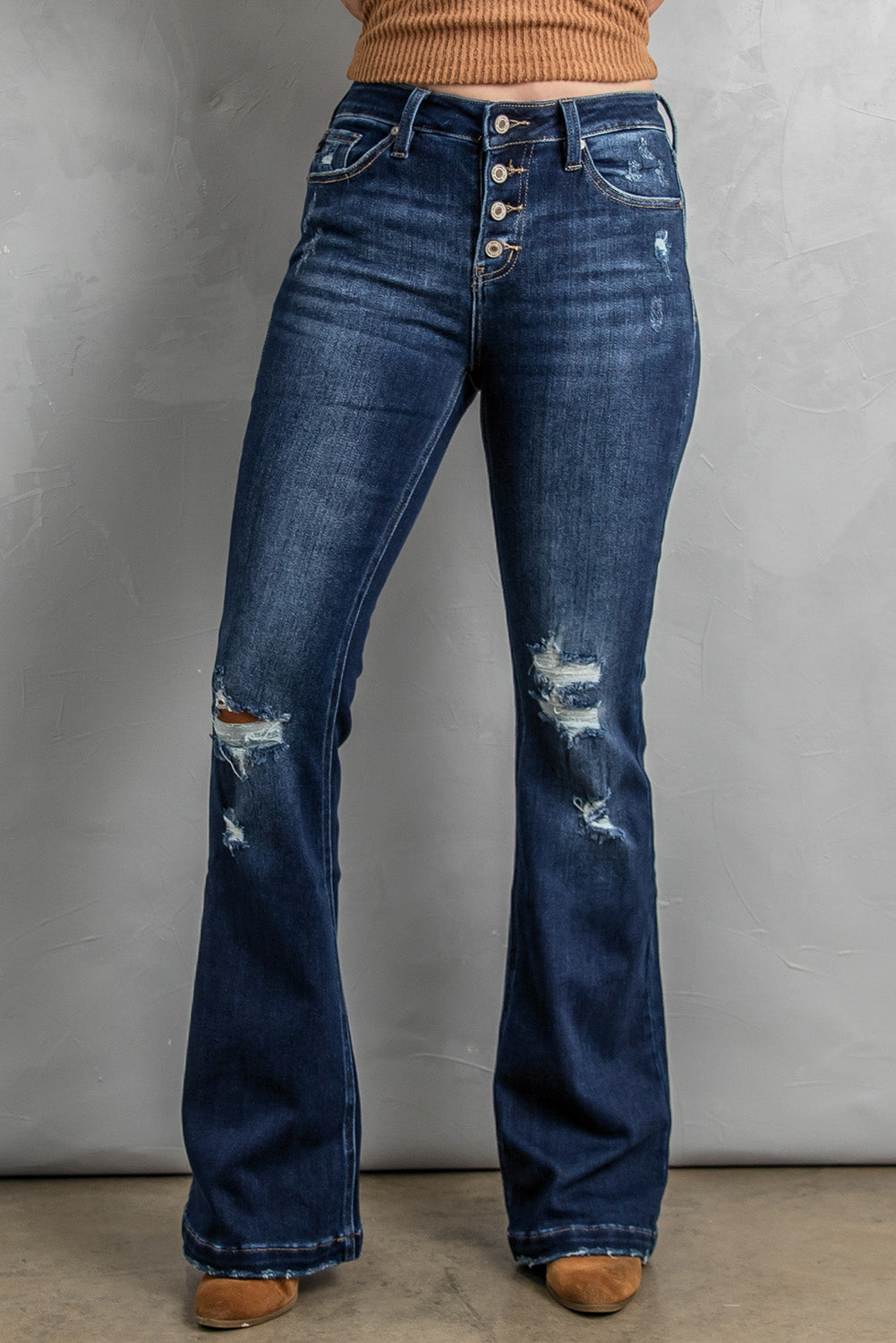 Distressed Flare Bootcut Jeans