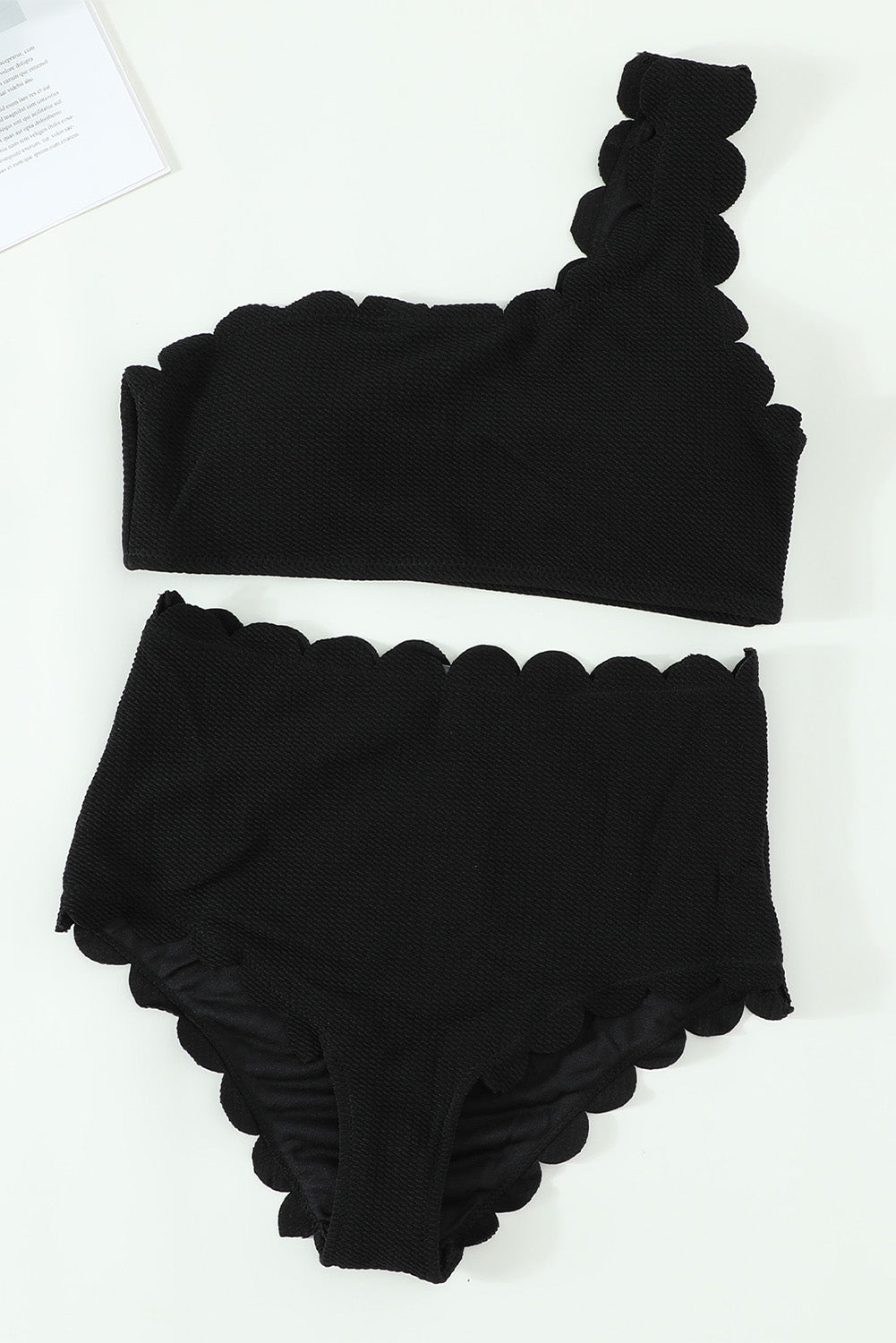 Black Scallop Trim Bikini Set