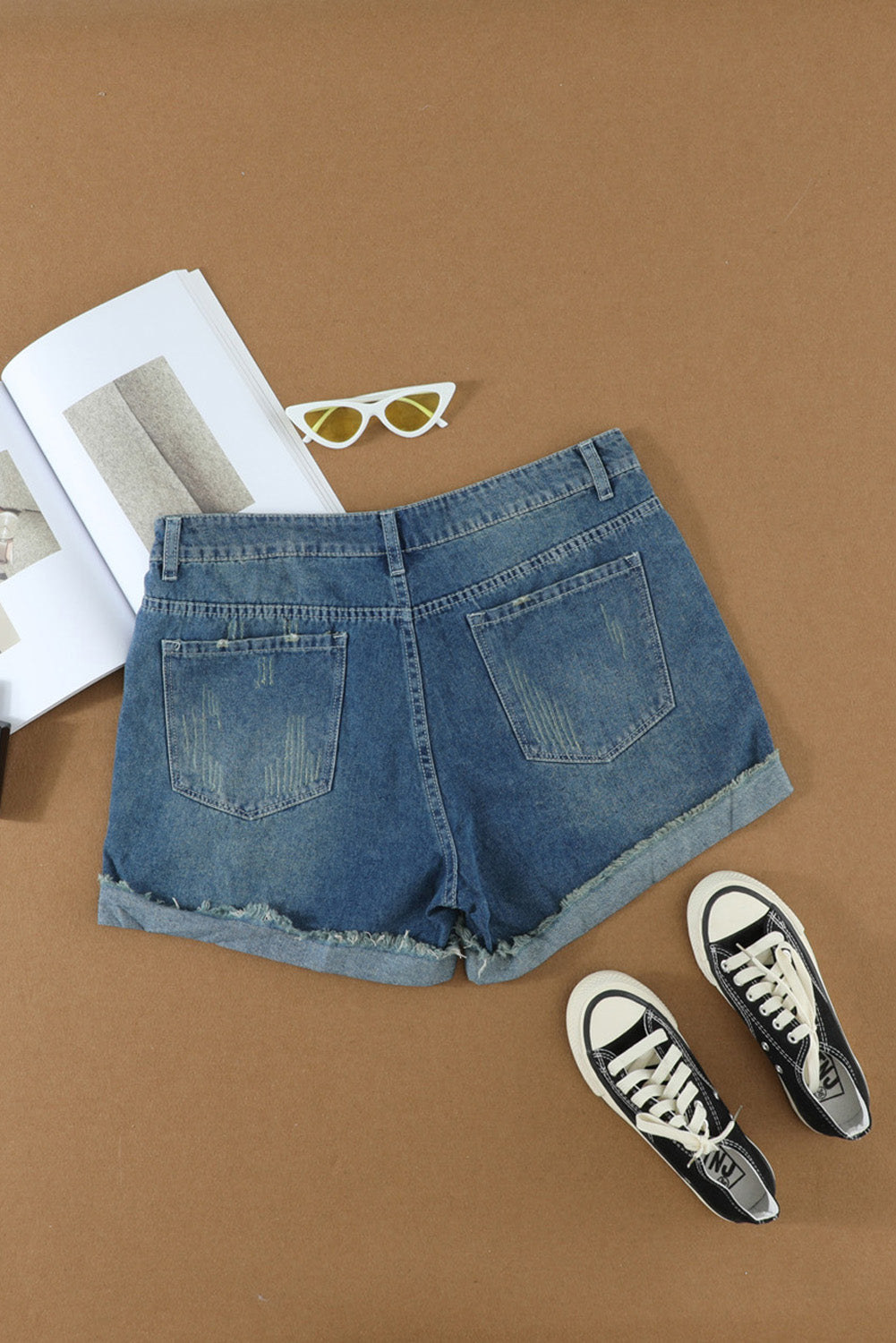 Rolled Hem Denim Shorts