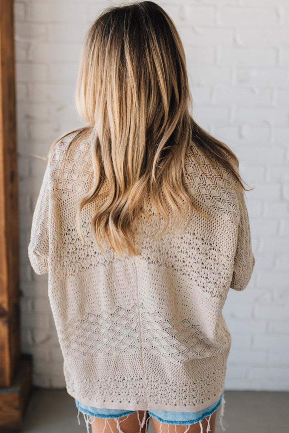 Hollow Knit Open Front Cardigan