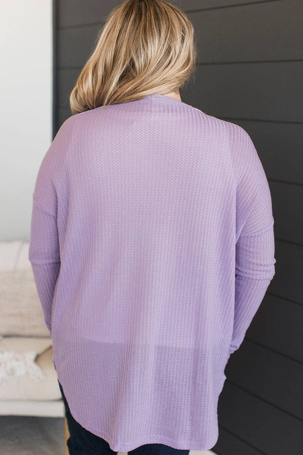 Waffle Knit Button Front Cardigan