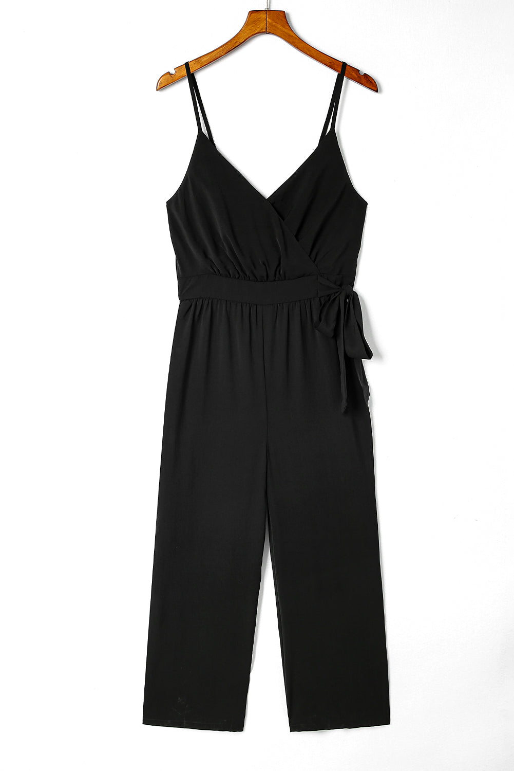 Surplice V Neck Knot Wide Leg Jumpsuit