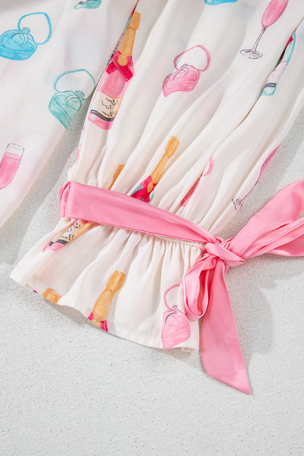 Wine Glass Print Plus Size Pajama Set