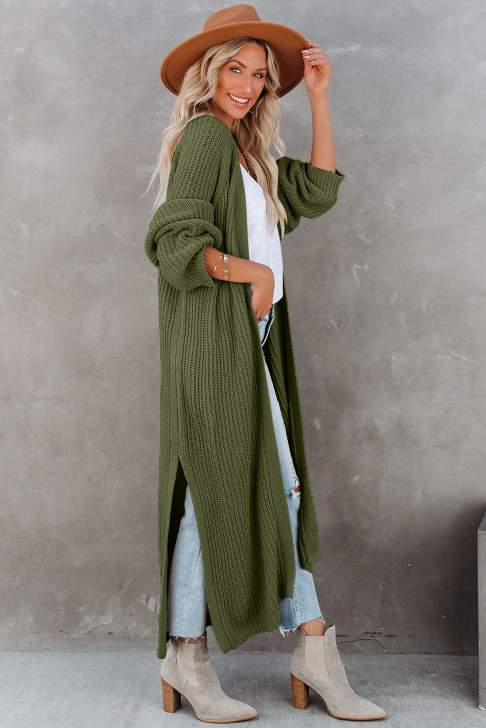 Cable Knit Open Front Duster Cardigan