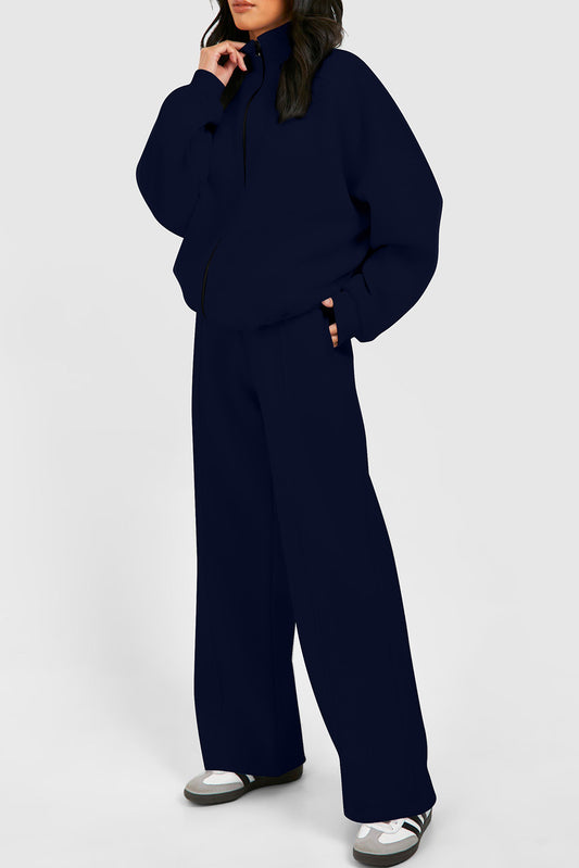 Half Zip Sweatshirt and Pants Set