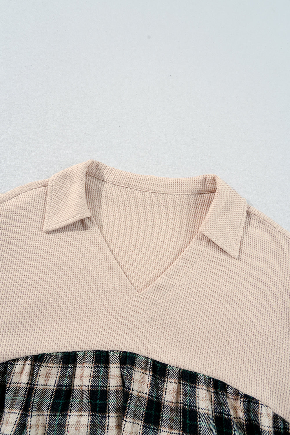 Plaid and Waffle knit Plus Size Dress