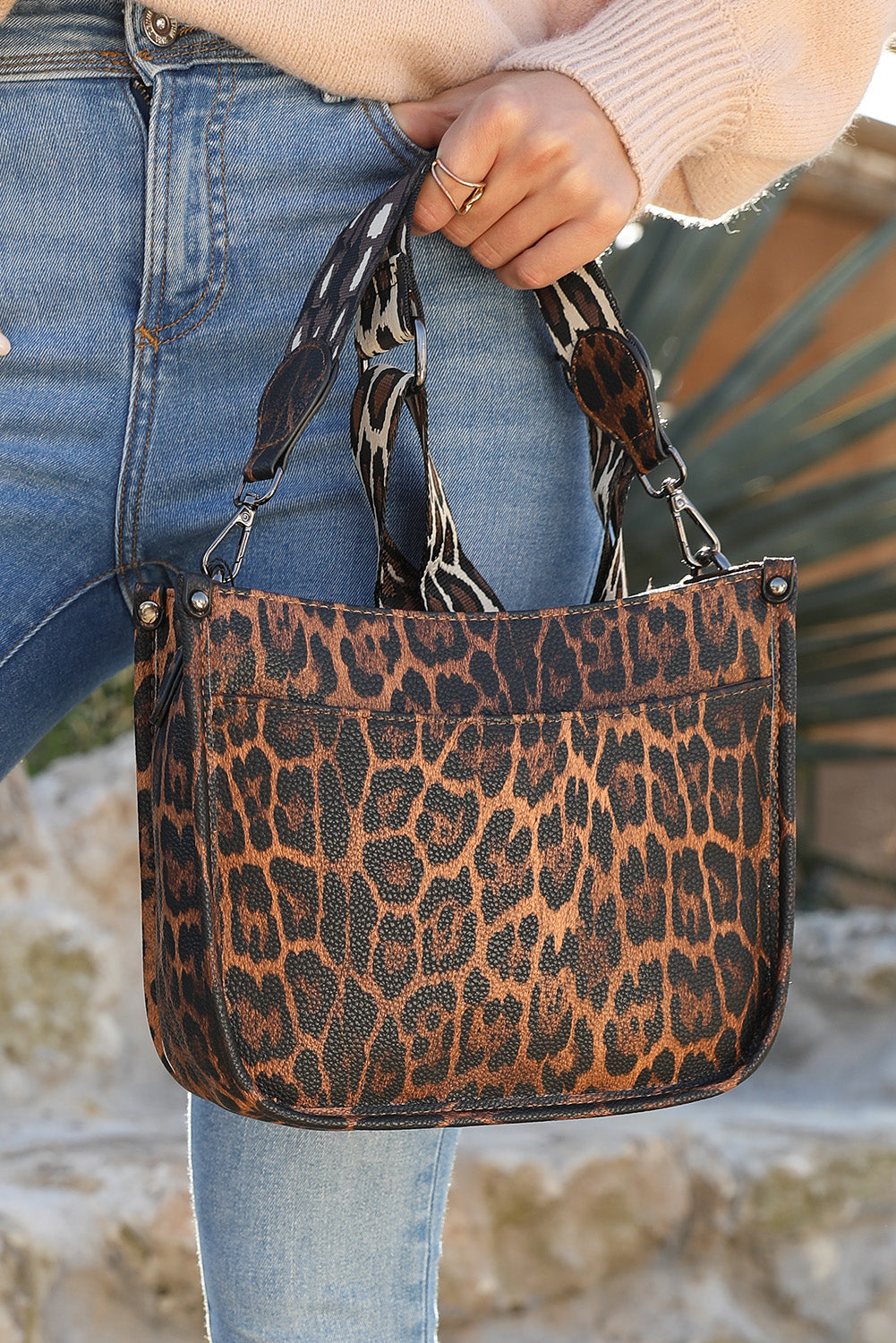 Leopard Strap Square Bag