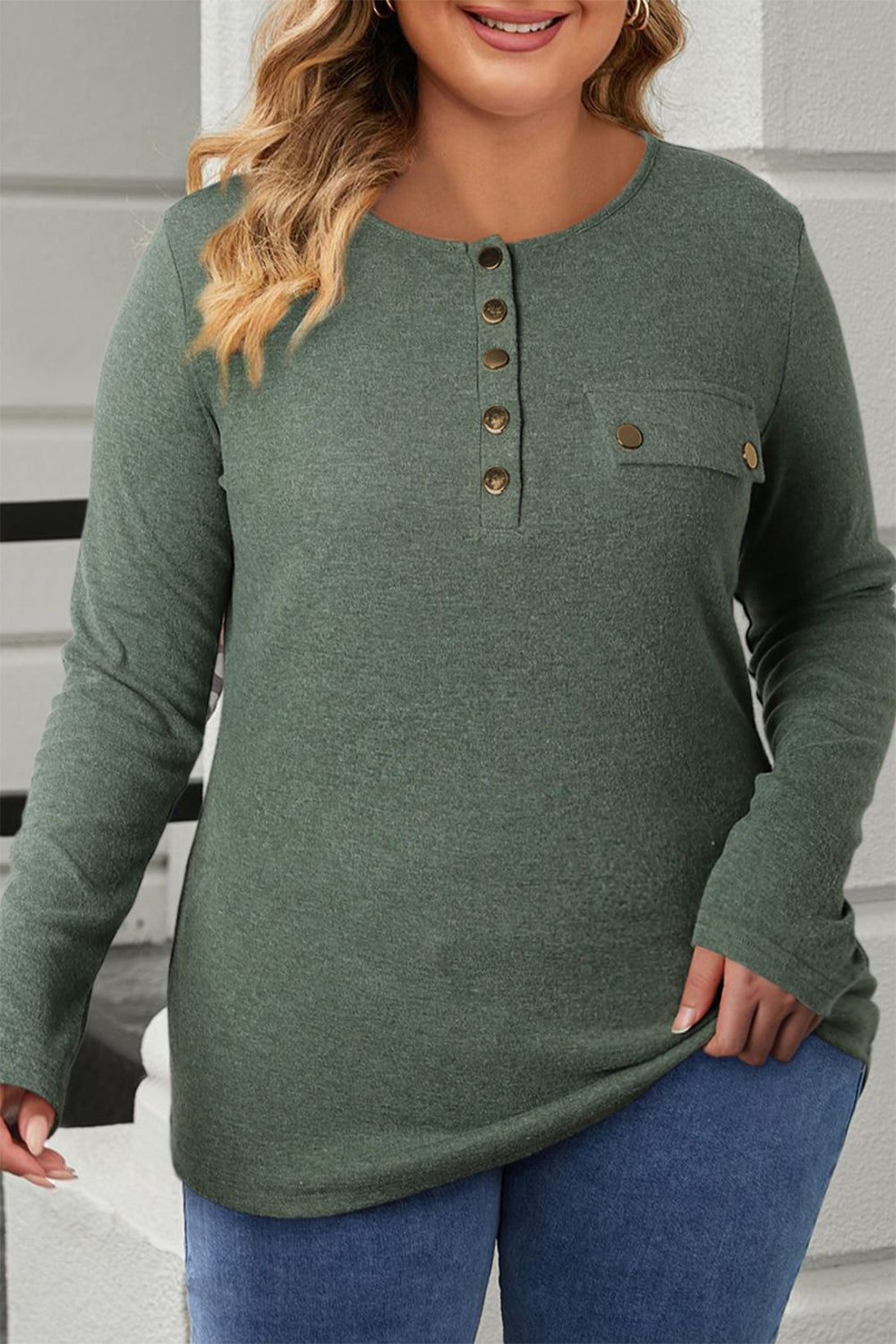 Snap Button Henley Top