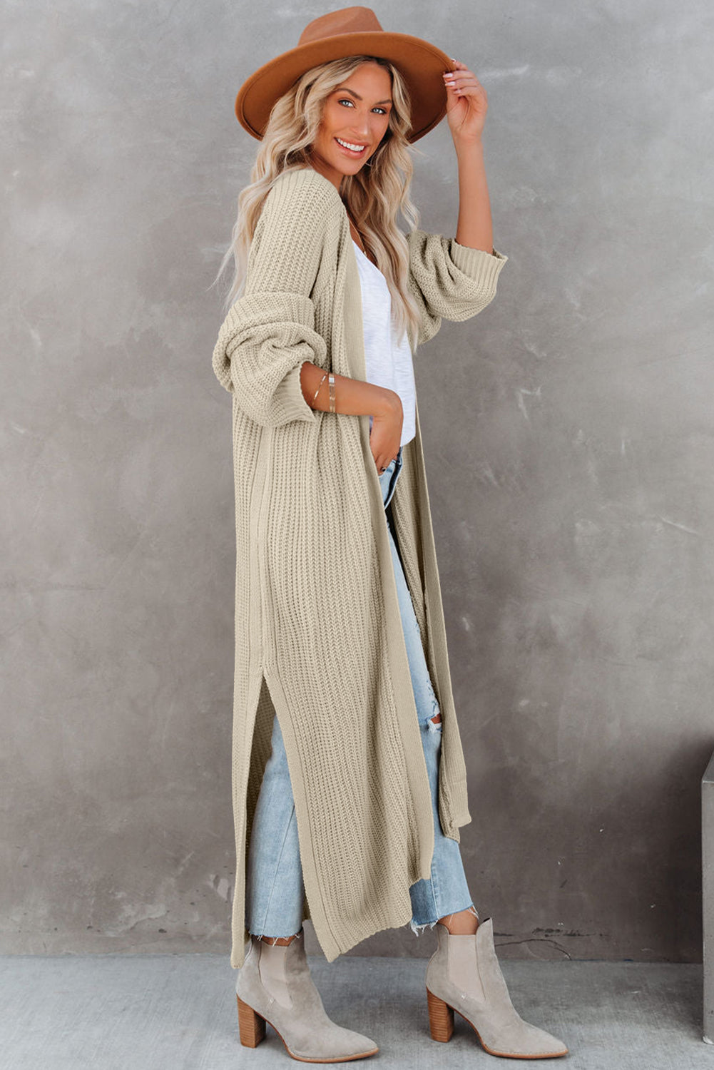 Cable Knit Open Front Duster Cardigan