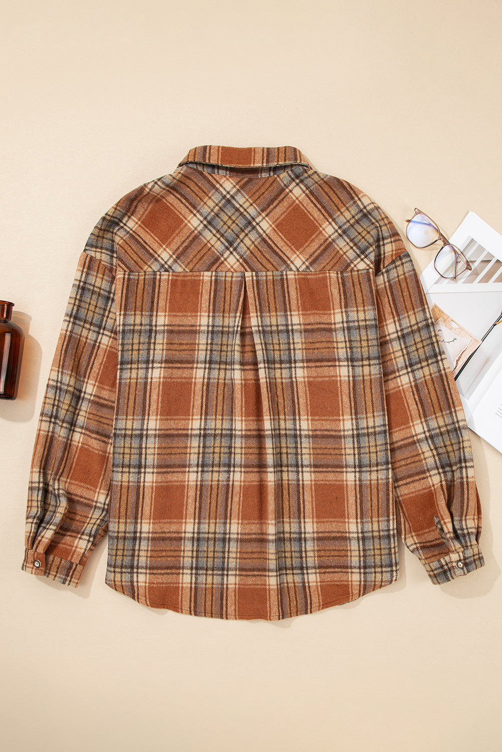 Brown Plaid Plus Size Shirt