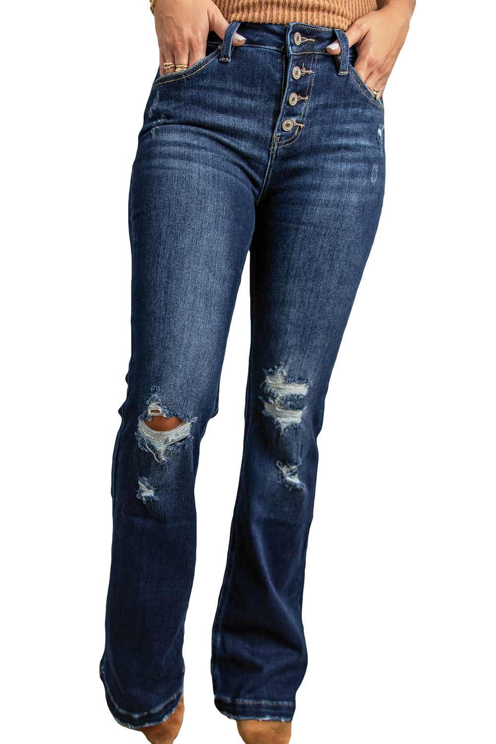 Distressed Flare Bootcut Jeans