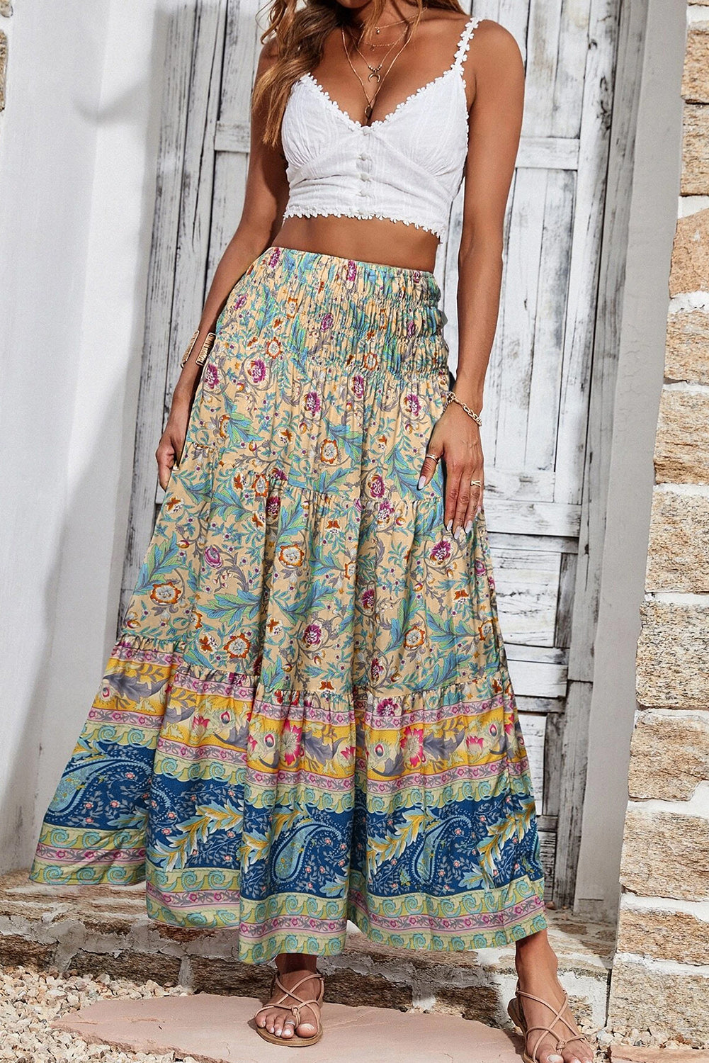 Paisley Print Long Skirt