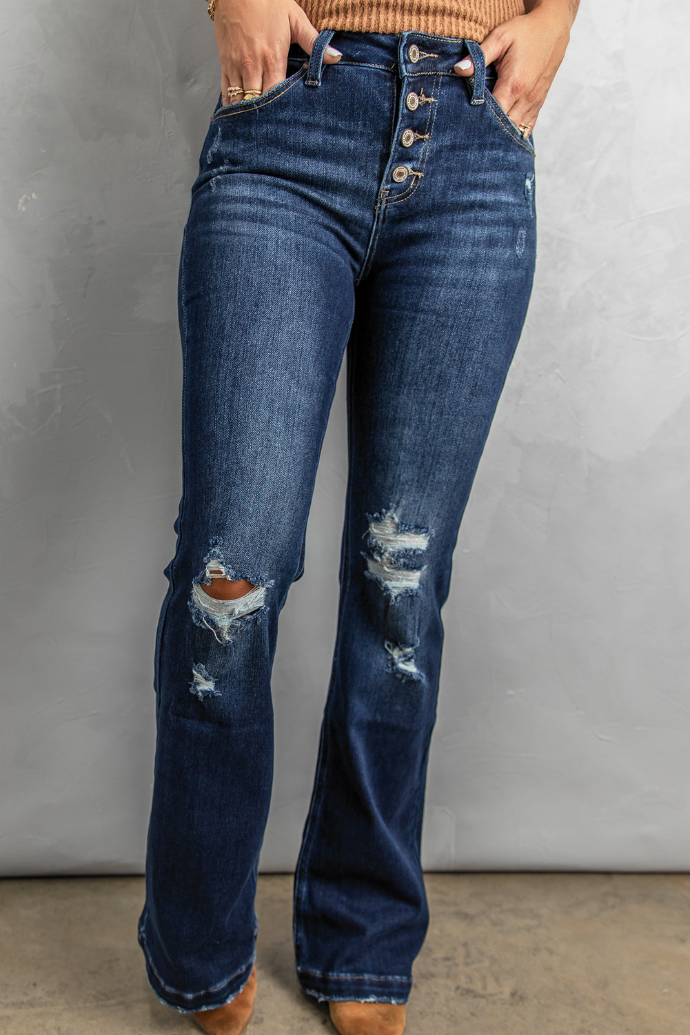 Distressed Flare Bootcut Jeans