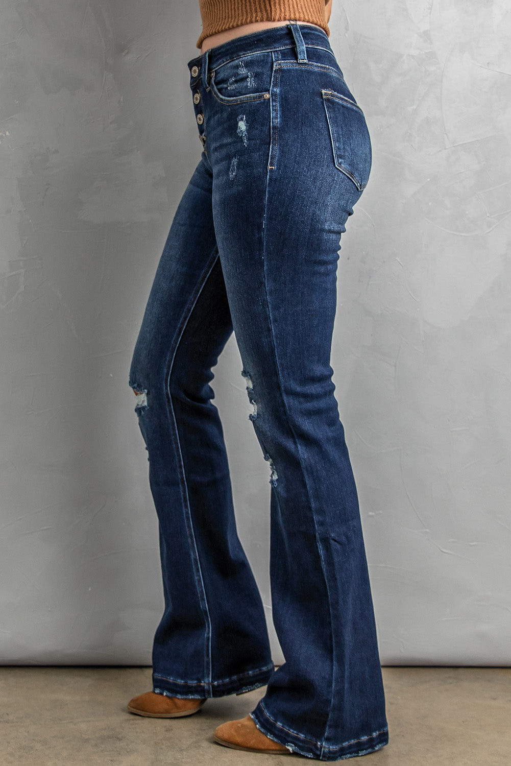 Distressed Flare Bootcut Jeans