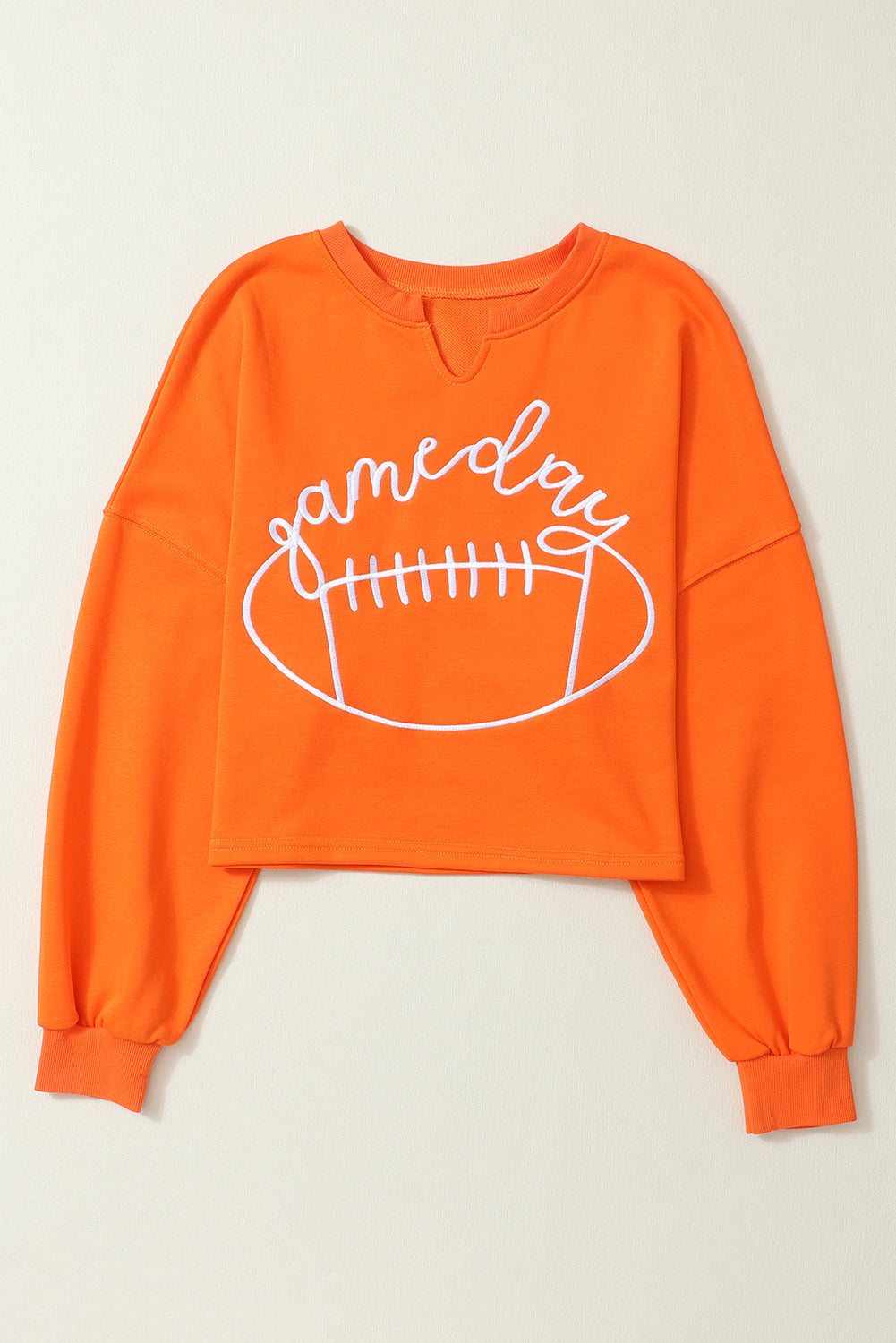 Game Day Notched Neck Cropped Sweatshirt