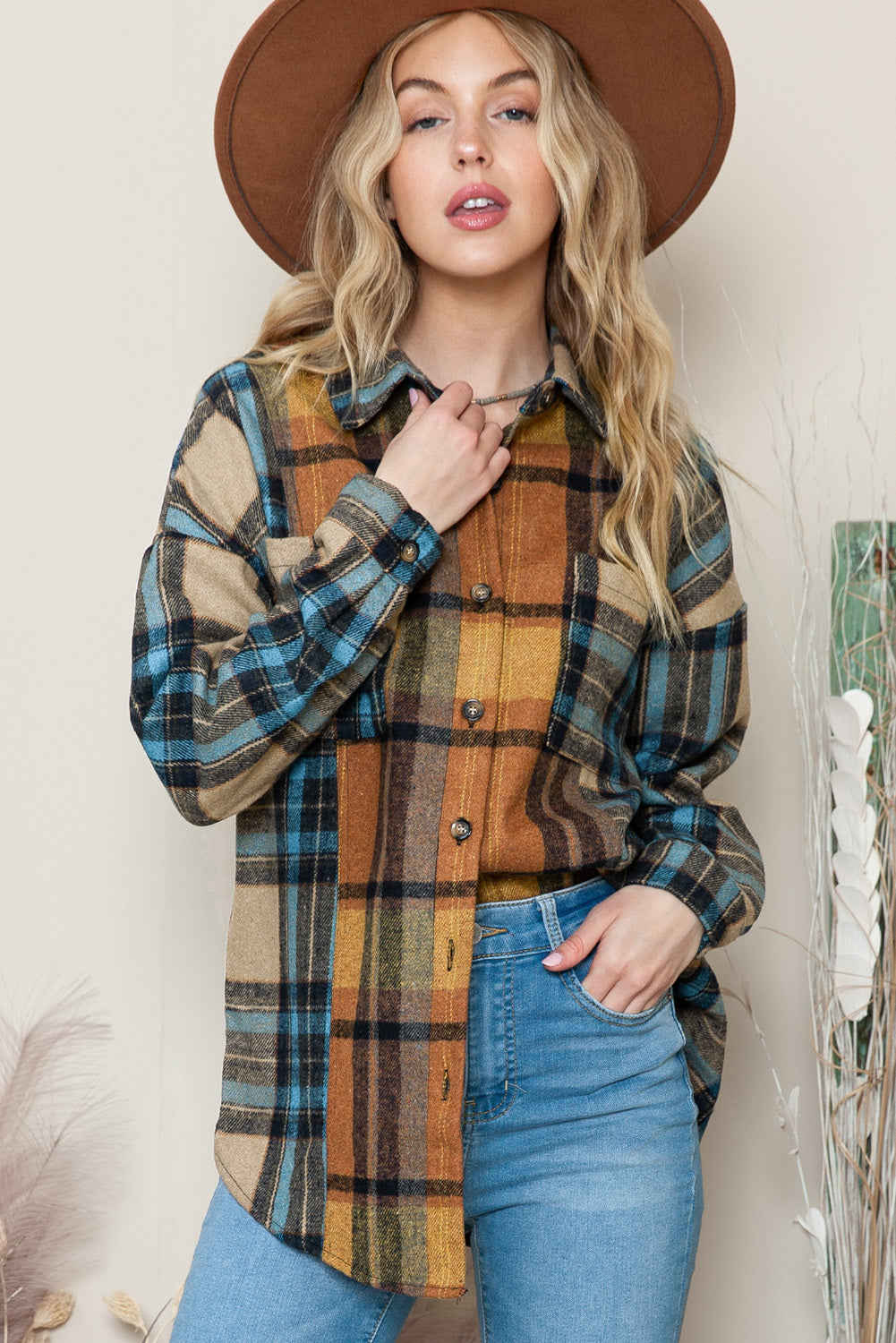 Brown & Blue Plaid Shirt