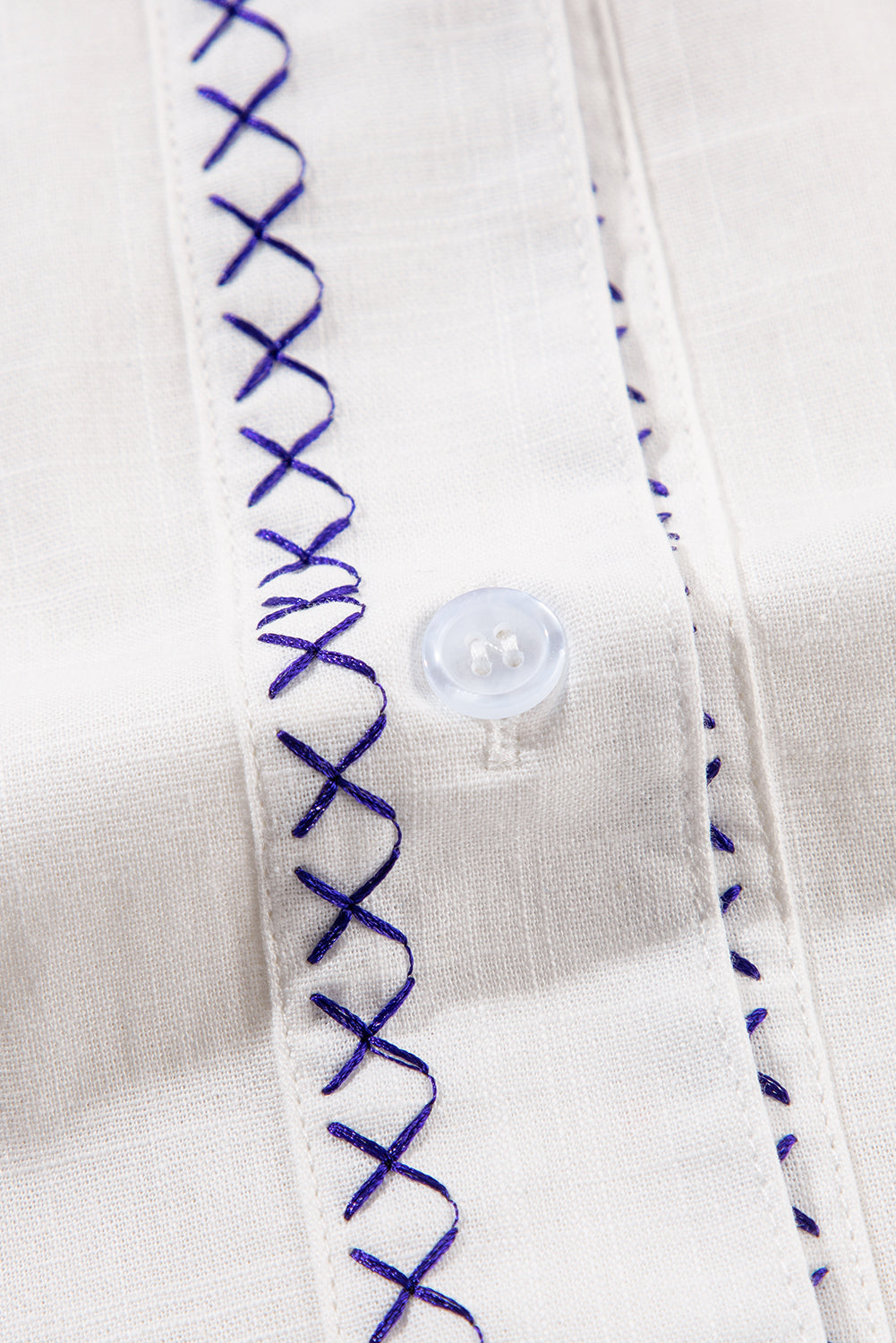 Embroidered Button Up Boho Blouse
