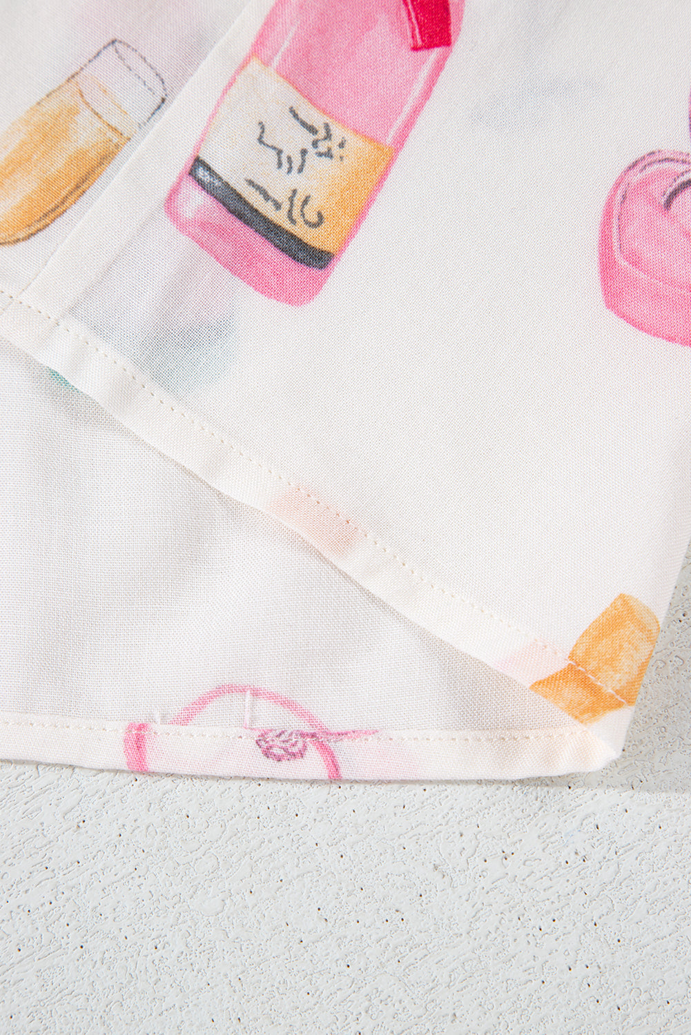 Wine Glass Print Plus Size Pajama Set