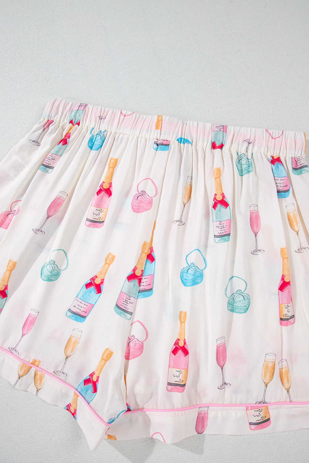 Wine Glass Print Plus Size Pajama Set