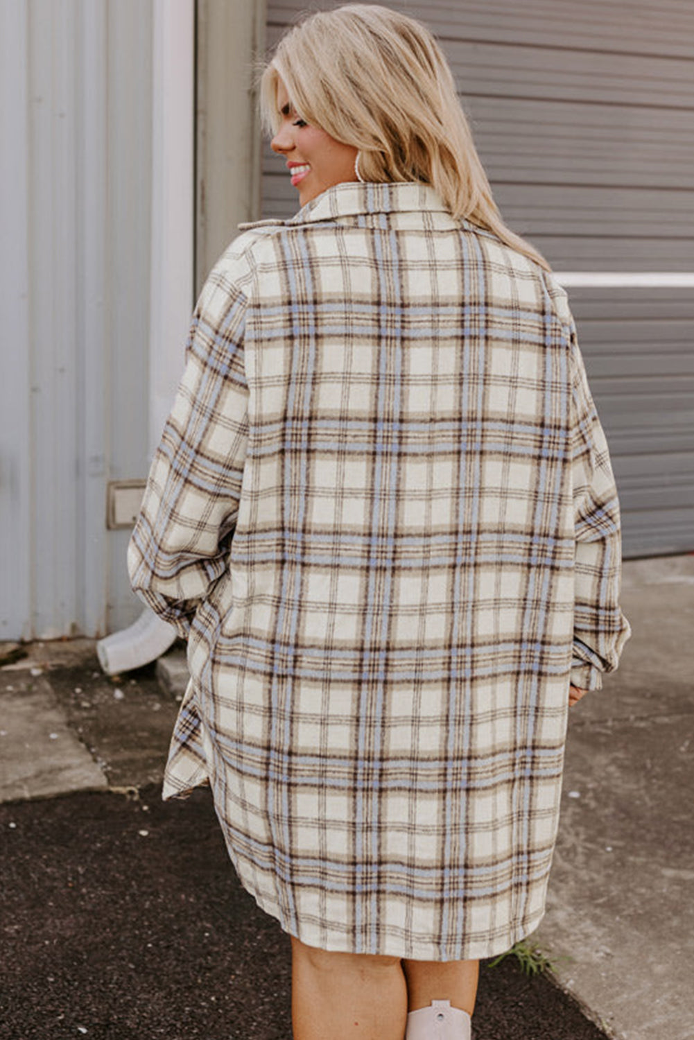 Plaid Print Plus Size Shacket