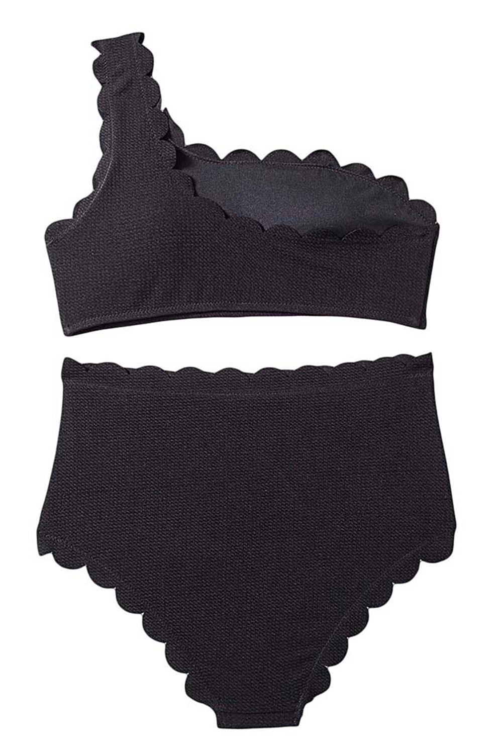 Black Scallop Trim Bikini Set