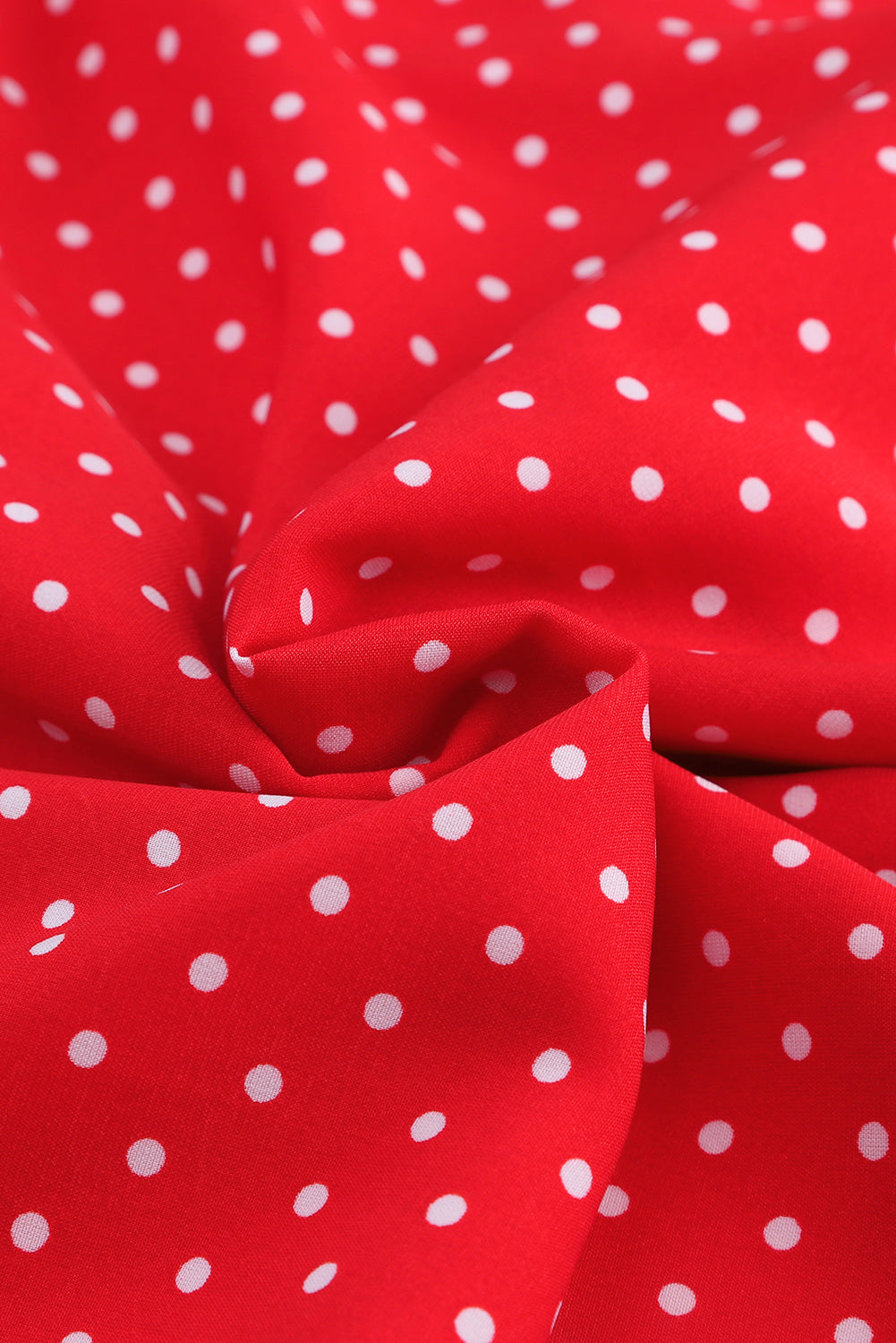 Red Polka Dot V Neck Ruffle Dress