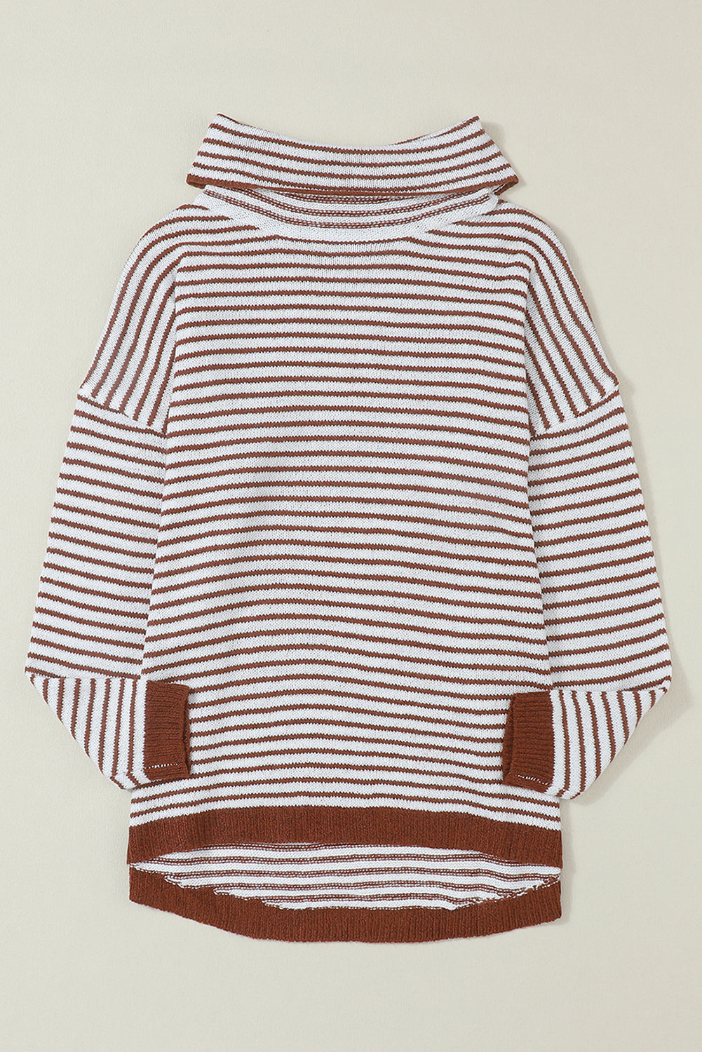 Black Striped Turtleneck Long Sleeve Sweater